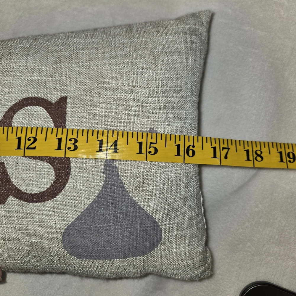 Decorative Gray Pillow with Hugs & Kisses Design - Picture 3 of 4